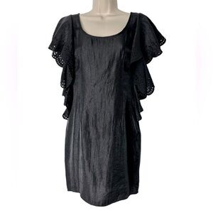 Alexia Admor Lace Flutter Sleeve Midi Dress Women Small Black LBD Party Feminine